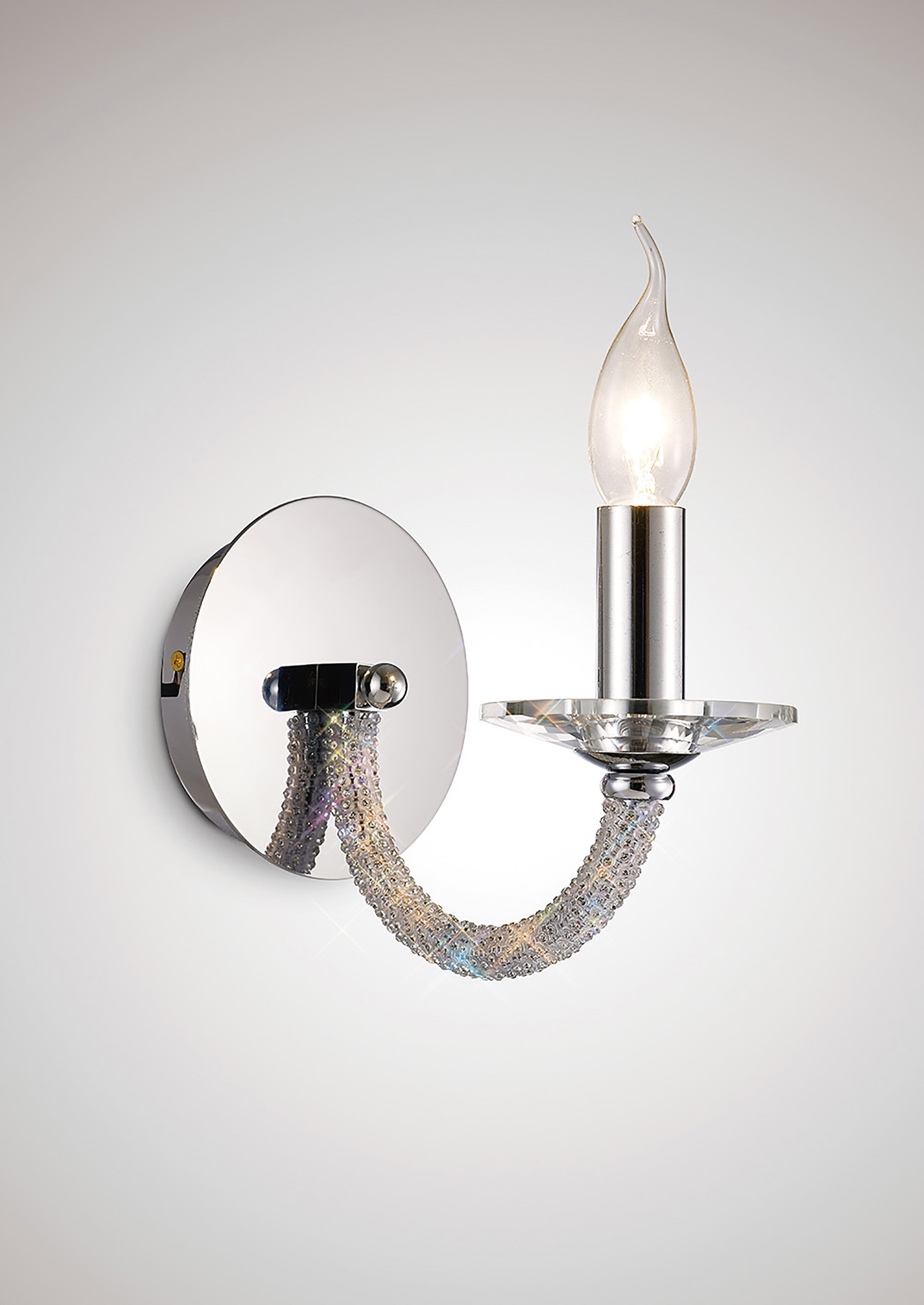 IL30511  Elena Crystal Switched Wall Lamp 1 Light Polished Chrome